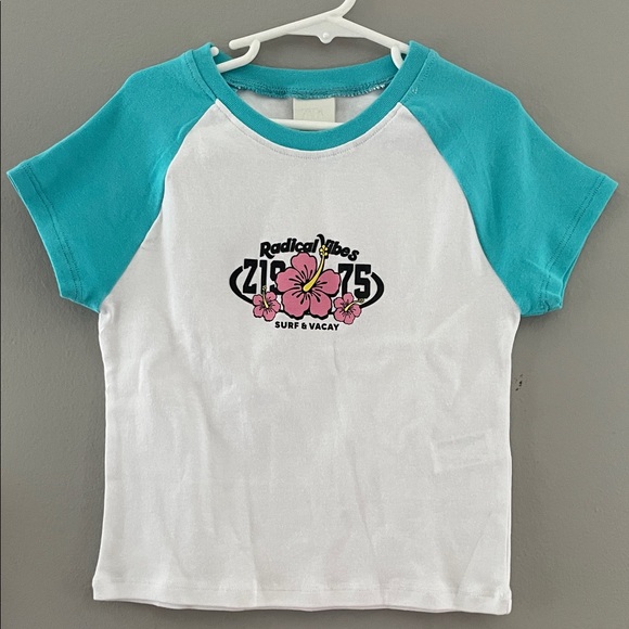Zara Other - 📚Zara Kids Raglan Tee - White and Teal